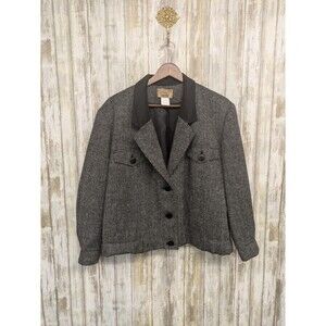 Knockabouts Pendleton 100% Wool Bomber Jacket Suede Black White USA Women's 12